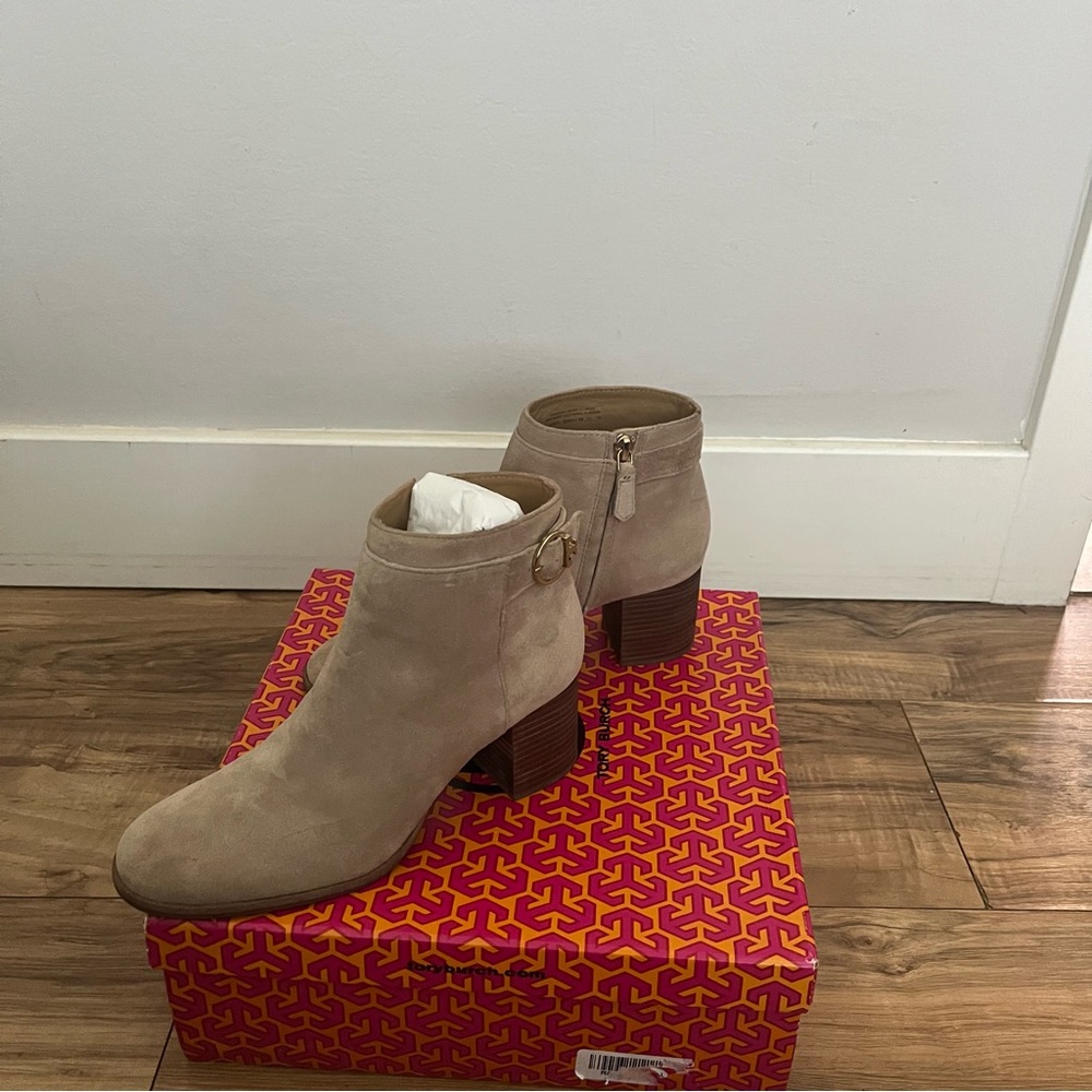 Tory Burch Beige Suede Ankle Boots